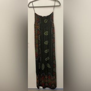 Zara Black Maxi Dress/Skirt  with Green and Red Paisley Print-M